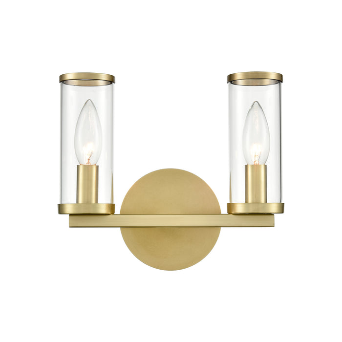 Revolve Two Light Bathroom Fixture Clear Glass/Natural Brass-Bathroom Fixtures-Alora-Lighting Design Store
