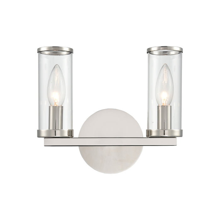 Revolve Two Light Bathroom Fixture Clear Glass/Polished Nickel-Bathroom Fixtures-Alora-Lighting Design Store
