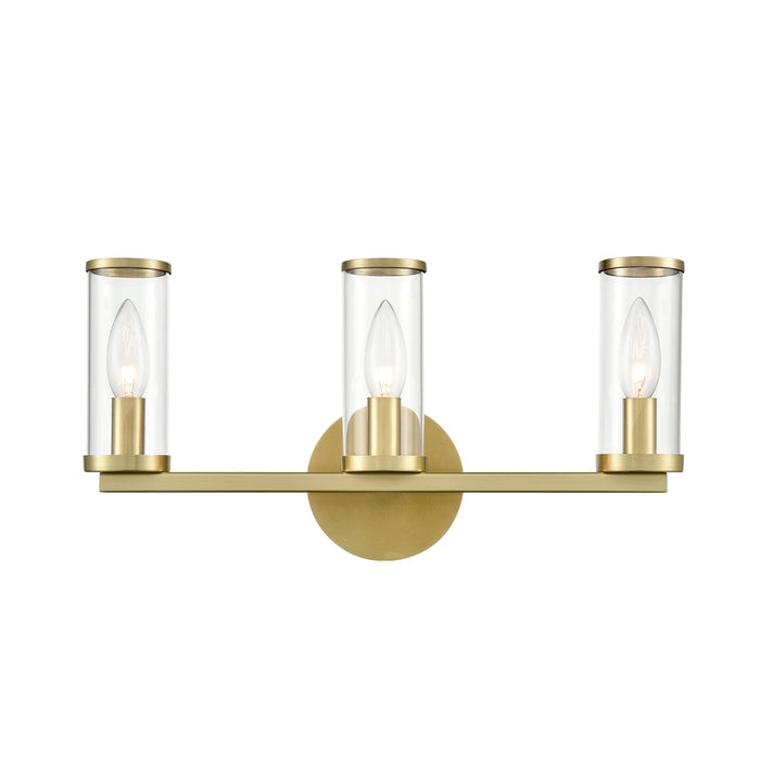 Revolve Three Light Bathroom Fixture Clear Glass/Natural Brass-Bathroom Fixtures-Alora-Lighting Design Store