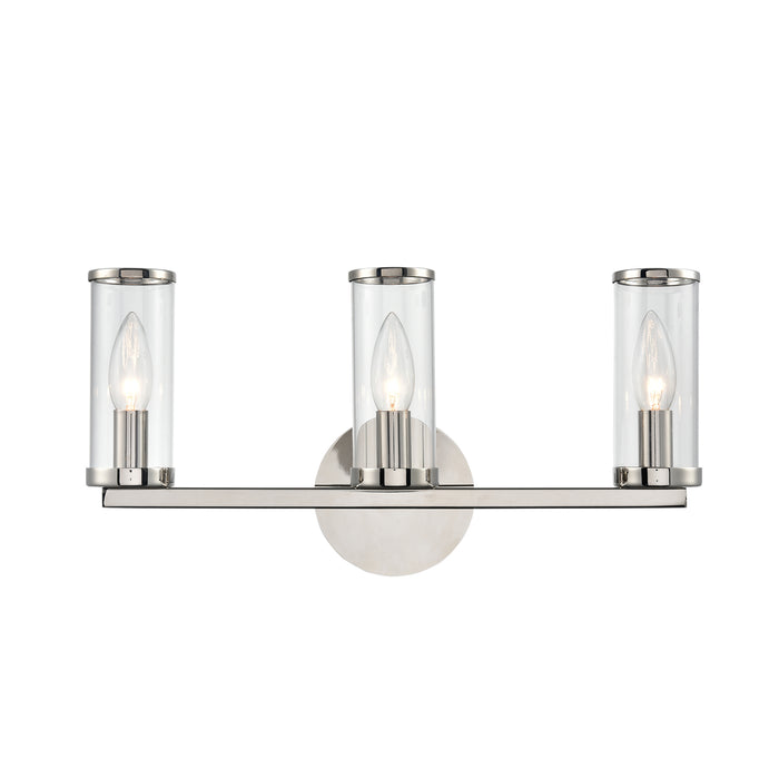 Revolve Three Light Bathroom Fixture Clear Glass/Polished Nickel-Bathroom Fixtures-Alora-Lighting Design Store