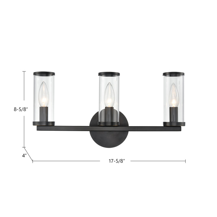 Revolve Three Light Bathroom Fixture Clear Glass/Urban Bronze-Bathroom Fixtures-Alora-Lighting Design Store