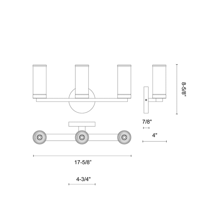 Revolve Three Light Bathroom Fixture Clear Glass/Natural Brass-Bathroom Fixtures-Alora-Lighting Design Store