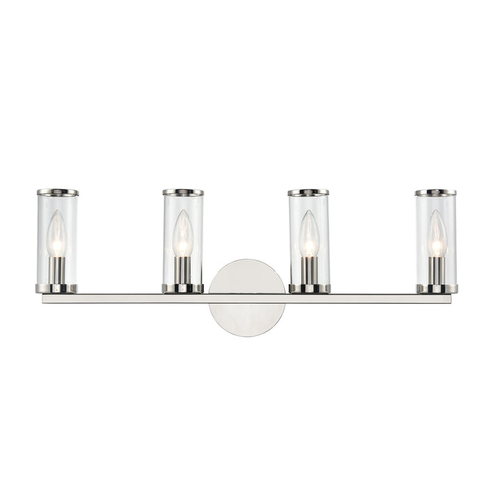 Revolve Four Light Bathroom Fixture Clear Glass/Polished Nickel-Bathroom Fixtures-Alora-Lighting Design Store