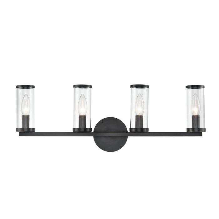 Revolve Four Light Bathroom Fixture Clear Glass/Urban Bronze-Bathroom Fixtures-Alora-Lighting Design Store