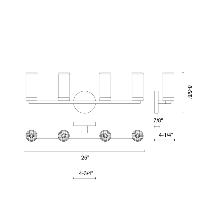 Revolve Four Light Bathroom Fixture Clear Glass/Urban Bronze-Bathroom Fixtures-Alora-Lighting Design Store