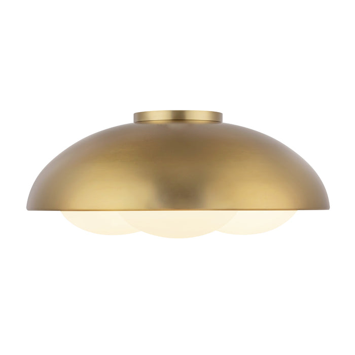 Robyn Three Light Flush Mount Brushed Gold/Opal Glass-Flush Mounts-Alora-Lighting Design Store