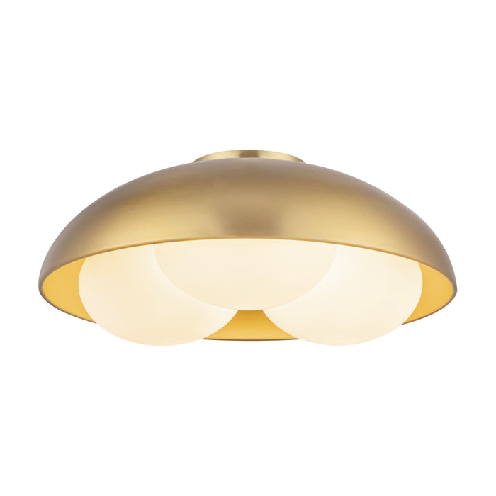 Robyn Three Light Flush Mount Brushed Gold/Opal Glass-Flush Mounts-Alora-Lighting Design Store