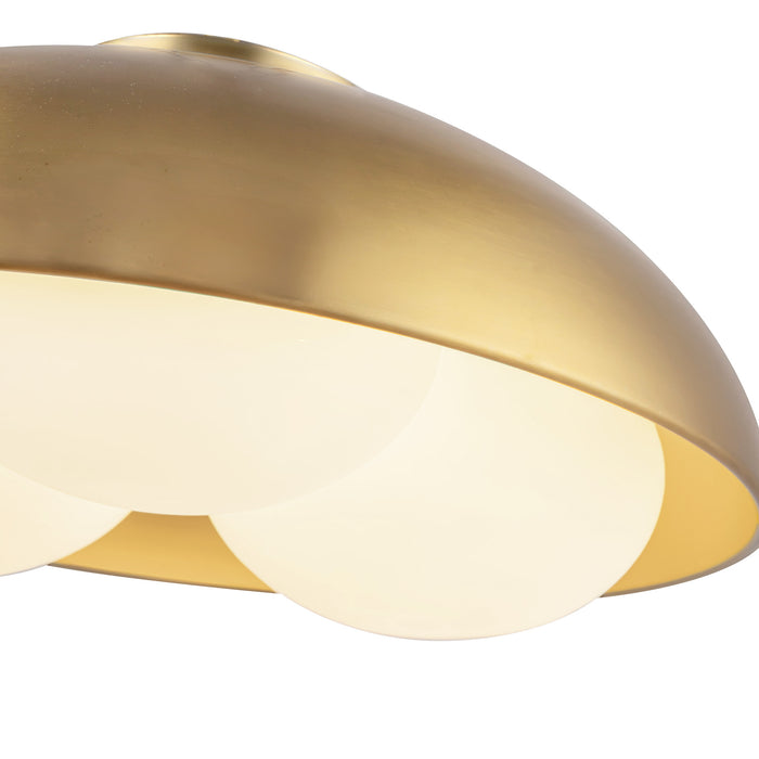 Robyn Three Light Flush Mount Brushed Gold/Opal Glass-Flush Mounts-Alora-Lighting Design Store