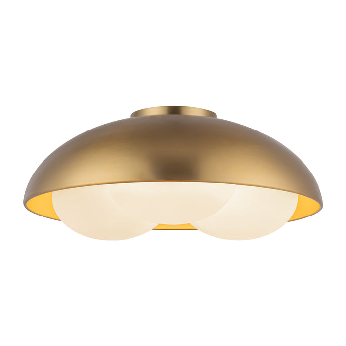 Robyn Three Light Flush Mount Brushed Gold/Opal Glass-Flush Mounts-Alora-Lighting Design Store