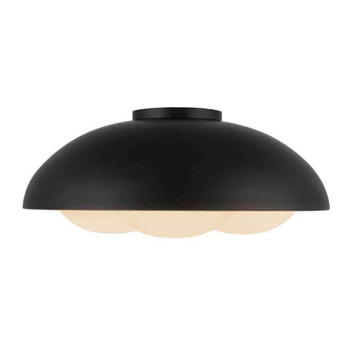 Robyn Three Light Flush Mount Matte Black/Opal Glass-Flush Mounts-Alora-Lighting Design Store