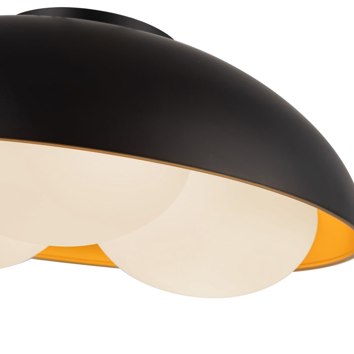 Robyn Three Light Flush Mount Matte Black/Opal Glass-Flush Mounts-Alora-Lighting Design Store