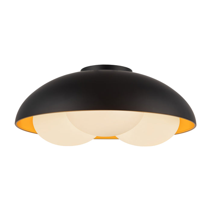 Robyn Three Light Flush Mount Matte Black/Opal Glass-Flush Mounts-Alora-Lighting Design Store