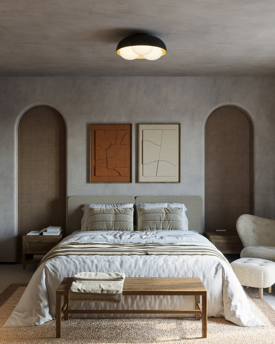 Robyn Three Light Flush Mount Matte Black/Opal Glass-Flush Mounts-Alora-Lighting Design Store