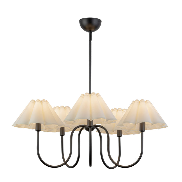Rosemary Five Light Chandelier Matte Black/Folded White-Mid. Chandeliers-Alora-Lighting Design Store