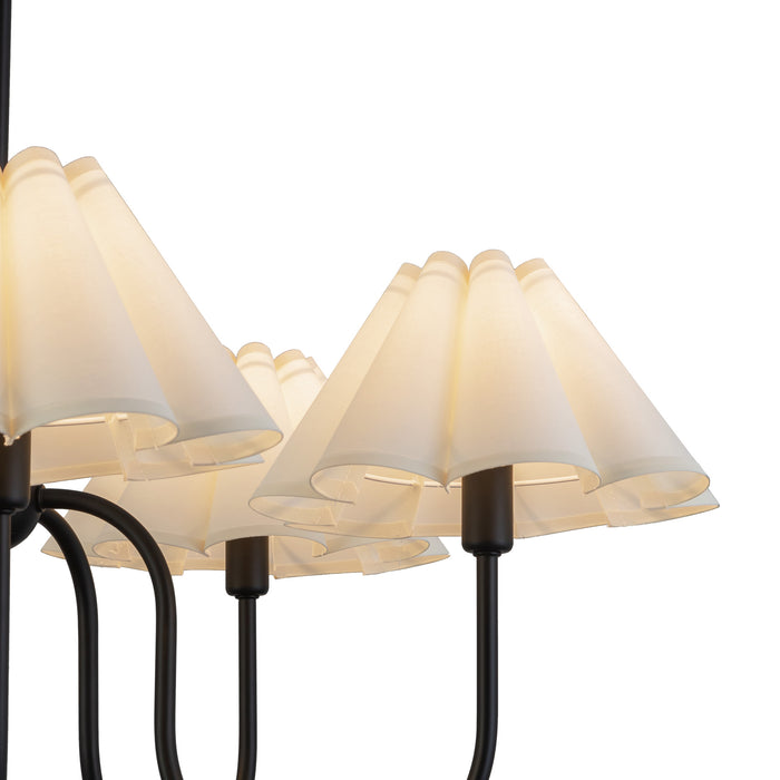 Rosemary Five Light Chandelier Matte Black/Folded White-Mid. Chandeliers-Alora-Lighting Design Store
