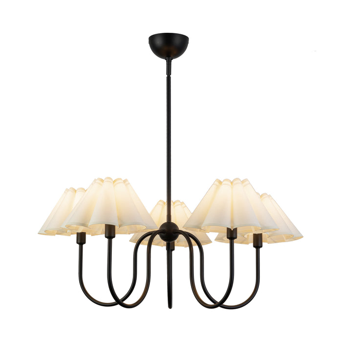 Rosemary Five Light Chandelier Matte Black/Folded White-Mid. Chandeliers-Alora-Lighting Design Store