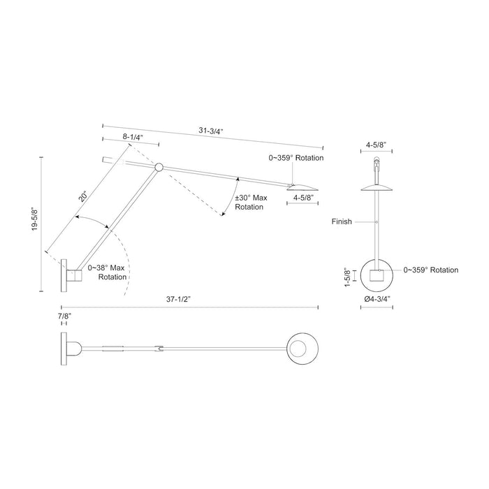 Rotaire LED Wall Sconce Black-Lamps-Kuzco Lighting-Lighting Design Store