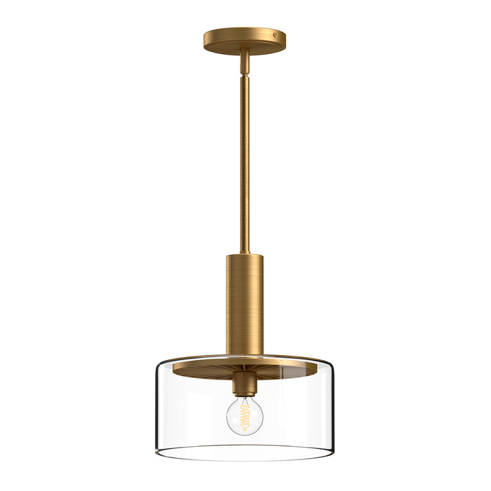 Royale One Light Pendant Aged Gold/Clear Glass-Mini Pendants-Alora-Lighting Design Store