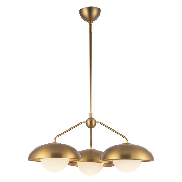 Rubio Three Light Chandelier Aged Gold/Opal Matte Glass-Mid. Chandeliers-Alora-Lighting Design Store