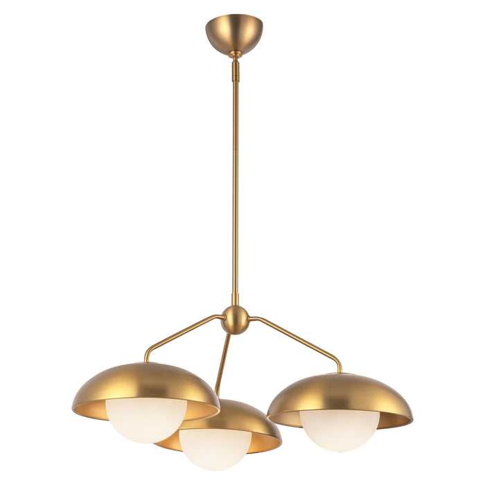 Rubio Three Light Chandelier Aged Gold/Opal Matte Glass-Mid. Chandeliers-Alora-Lighting Design Store