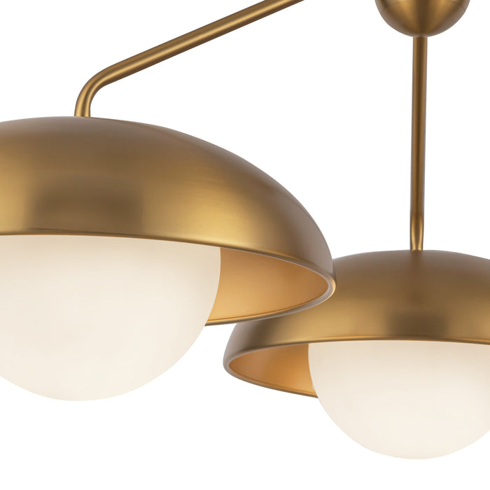 Rubio Three Light Chandelier Aged Gold/Opal Matte Glass-Mid. Chandeliers-Alora-Lighting Design Store