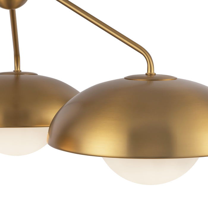 Rubio Three Light Chandelier Aged Gold/Opal Matte Glass-Mid. Chandeliers-Alora-Lighting Design Store