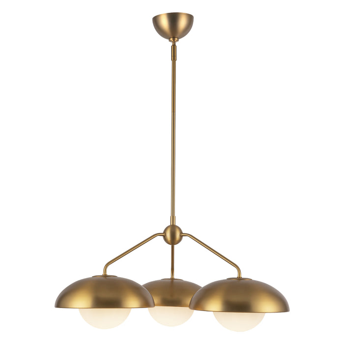 Rubio Three Light Chandelier Aged Gold/Opal Matte Glass-Mid. Chandeliers-Alora-Lighting Design Store