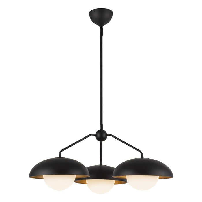 Rubio Three Light Chandelier Matte Black/Opal Matte Glass-Mid. Chandeliers-Alora-Lighting Design Store