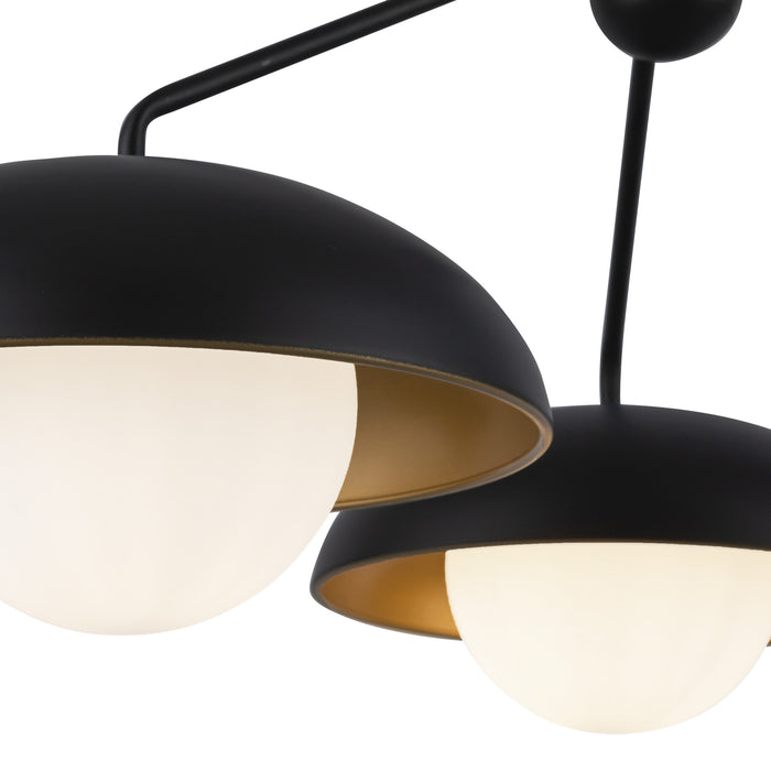 Rubio Three Light Chandelier Matte Black/Opal Matte Glass-Mid. Chandeliers-Alora-Lighting Design Store