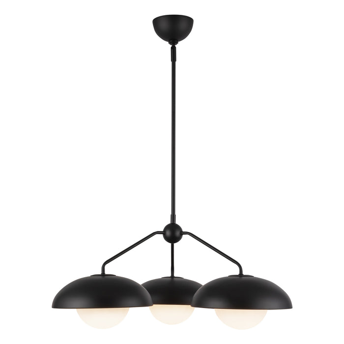Rubio Three Light Chandelier Matte Black/Opal Matte Glass-Mid. Chandeliers-Alora-Lighting Design Store