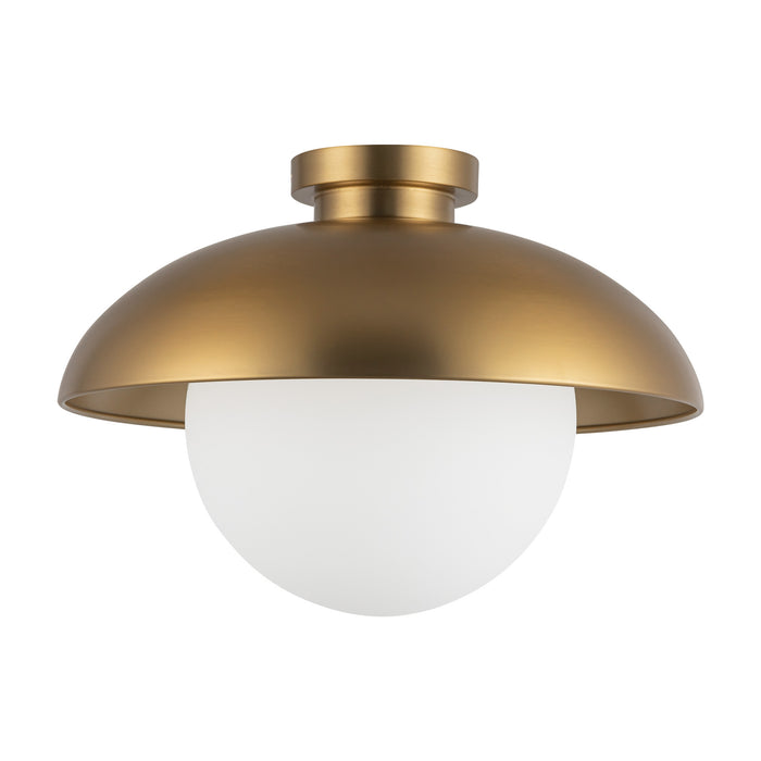 Rubio One Light Flush Mount Aged Gold/Opal Matte Glass-Flush Mounts-Alora-Lighting Design Store