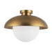 Rubio One Light Flush Mount Aged Gold/Opal Matte Glass-Flush Mounts-Alora-Lighting Design Store