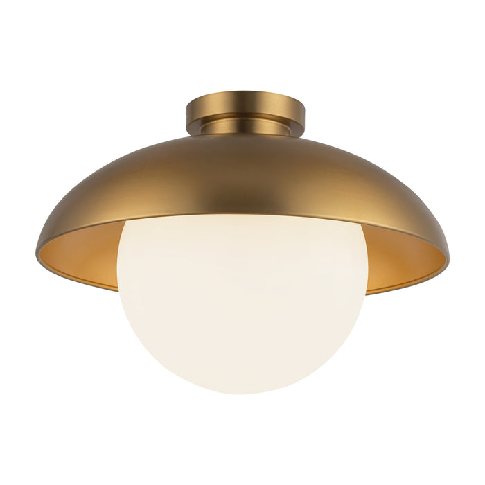 Rubio One Light Flush Mount Aged Gold/Opal Matte Glass-Flush Mounts-Alora-Lighting Design Store