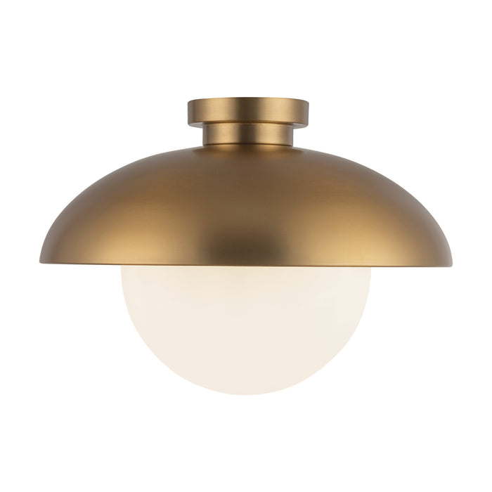 Rubio One Light Flush Mount Aged Gold/Opal Matte Glass-Flush Mounts-Alora-Lighting Design Store