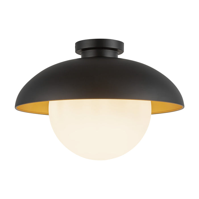 Rubio One Light Flush Mount Matte Black/Opal Matte Glass-Flush Mounts-Alora-Lighting Design Store