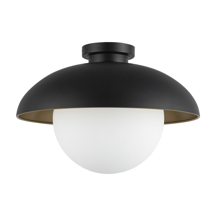 Rubio One Light Flush Mount Matte Black/Opal Matte Glass-Flush Mounts-Alora-Lighting Design Store
