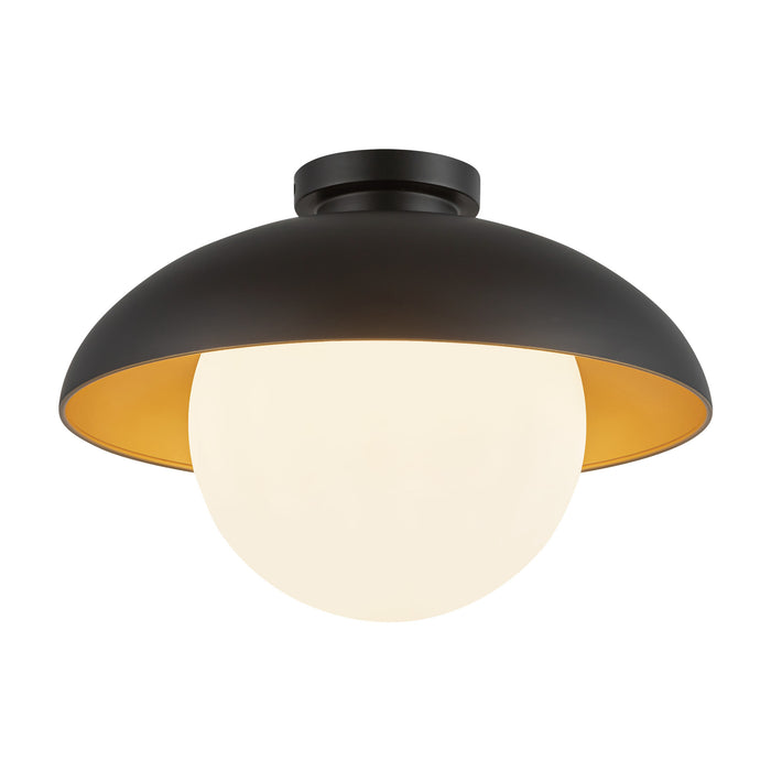 Rubio One Light Flush Mount Matte Black/Opal Matte Glass-Flush Mounts-Alora-Lighting Design Store