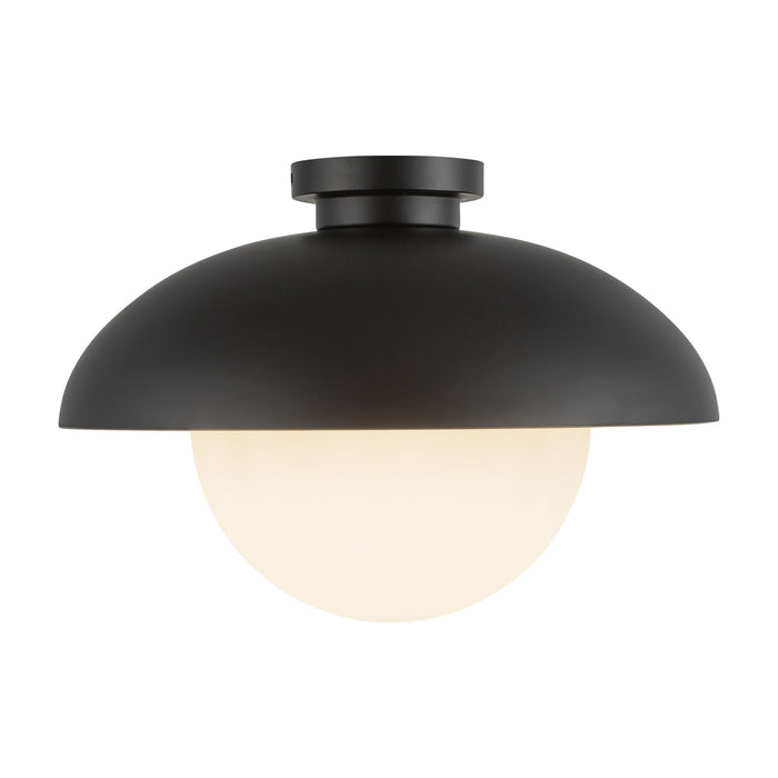 Rubio One Light Flush Mount Matte Black/Opal Matte Glass-Flush Mounts-Alora-Lighting Design Store