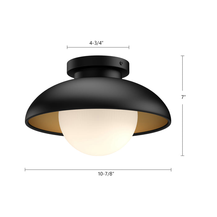 Rubio One Light Flush Mount Matte Black/Opal Matte Glass-Flush Mounts-Alora-Lighting Design Store