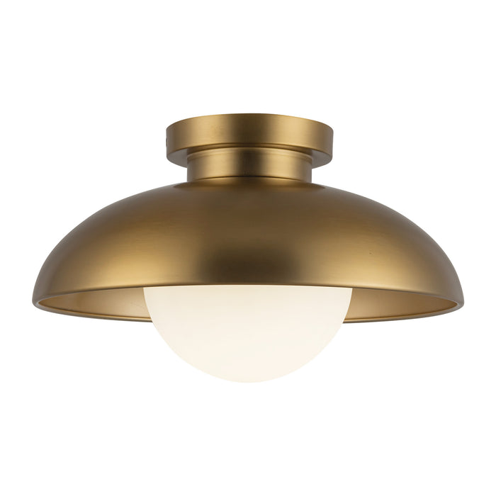 Rubio One Light Flush Mount Aged Gold/Opal Matte Glass-Flush Mounts-Alora-Lighting Design Store