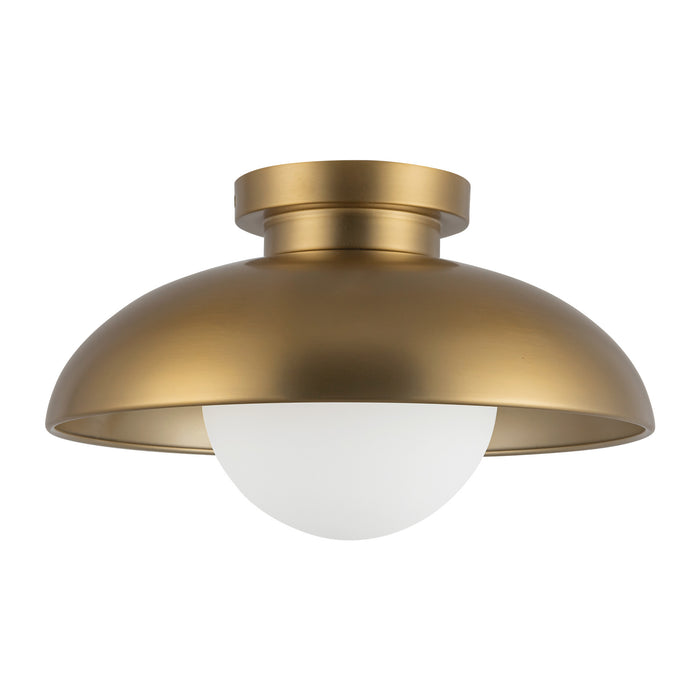 Rubio One Light Flush Mount Aged Gold/Opal Matte Glass-Flush Mounts-Alora-Lighting Design Store