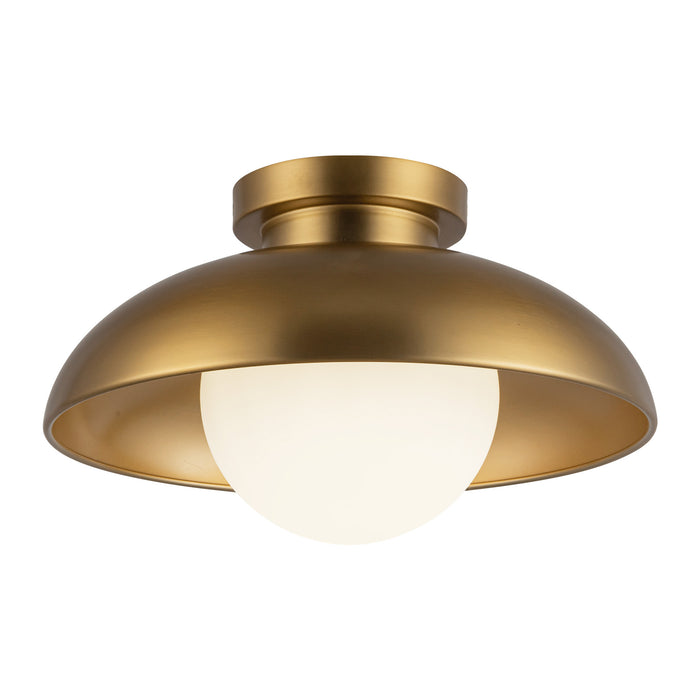 Rubio One Light Flush Mount Aged Gold/Opal Matte Glass-Flush Mounts-Alora-Lighting Design Store