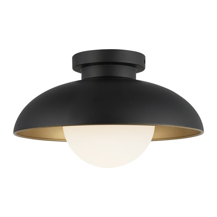 Rubio One Light Flush Mount Matte Black/Opal Matte Glass-Flush Mounts-Alora-Lighting Design Store