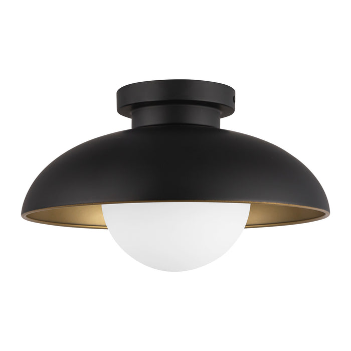Rubio One Light Flush Mount Matte Black/Opal Matte Glass-Flush Mounts-Alora-Lighting Design Store
