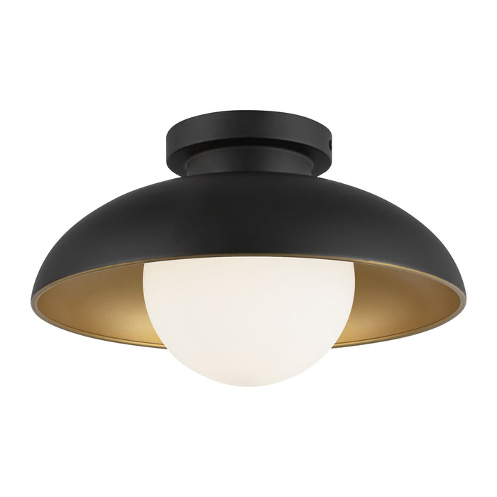 Rubio One Light Flush Mount Matte Black/Opal Matte Glass-Flush Mounts-Alora-Lighting Design Store