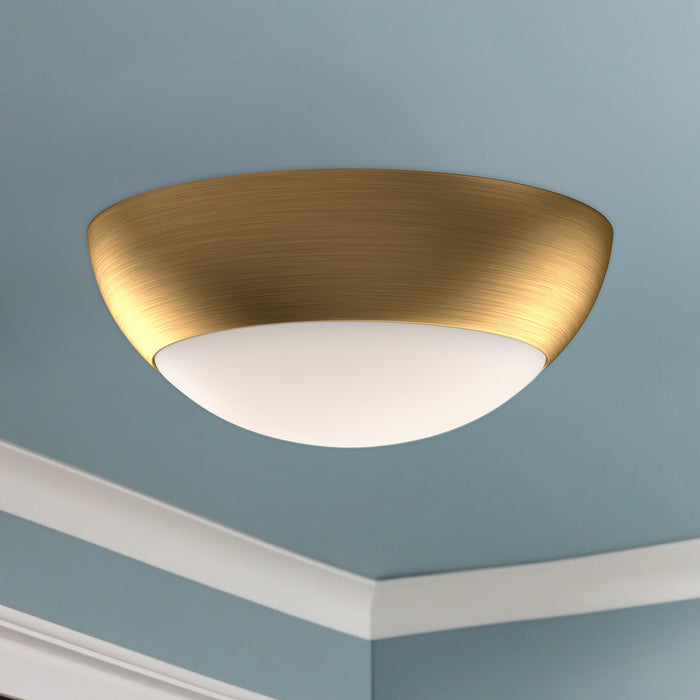 Rubio Two Light Flush Mount Aged Gold/Opal Matte Glass-Flush Mounts-Alora-Lighting Design Store