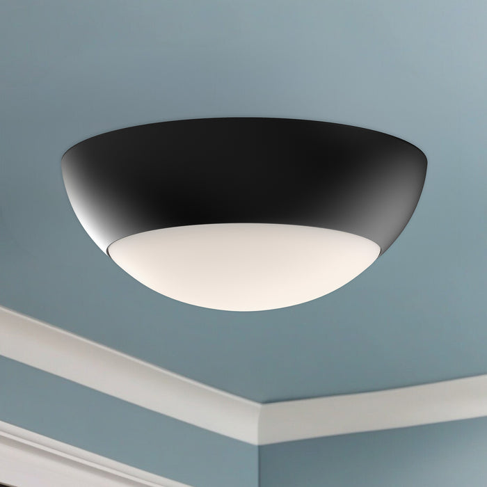 Rubio Two Light Flush Mount Matte Black/Opal Matte Glass-Flush Mounts-Alora-Lighting Design Store