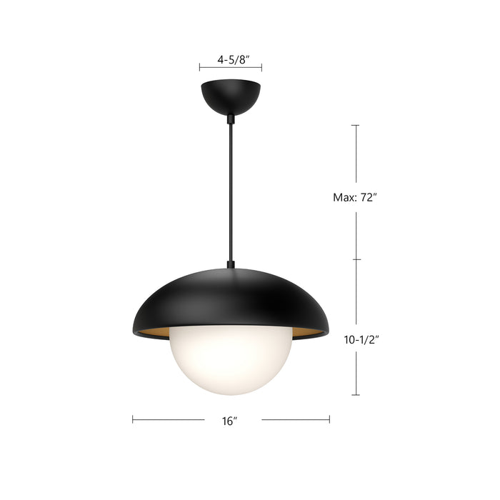 Rubio One Light Pendant Matte Black/Opal Matte Glass-Pendants-Alora-Lighting Design Store