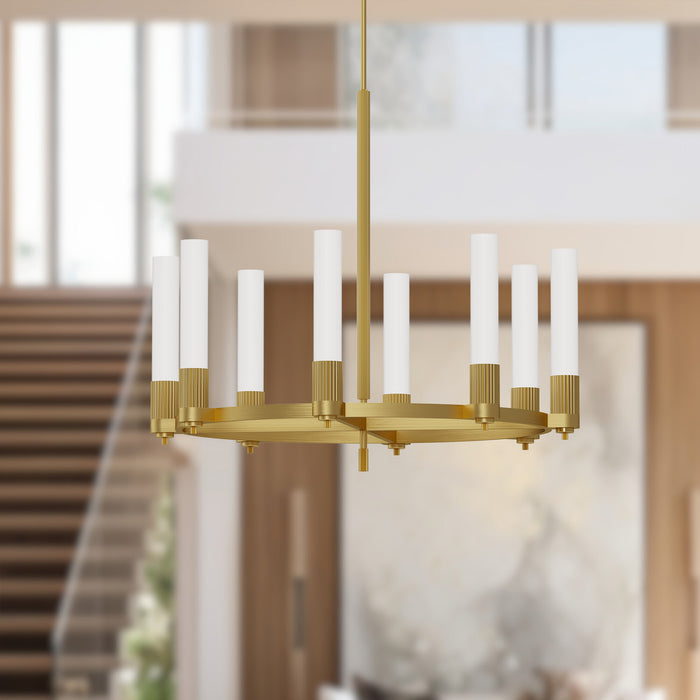Rue Eight Light Chandelier Brushed Gold-Large Chandeliers-Alora-Lighting Design Store