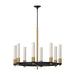 Rue Eight Light Chandelier Matte Black/Brushed Gold-Mid. Chandeliers-Alora-Lighting Design Store
